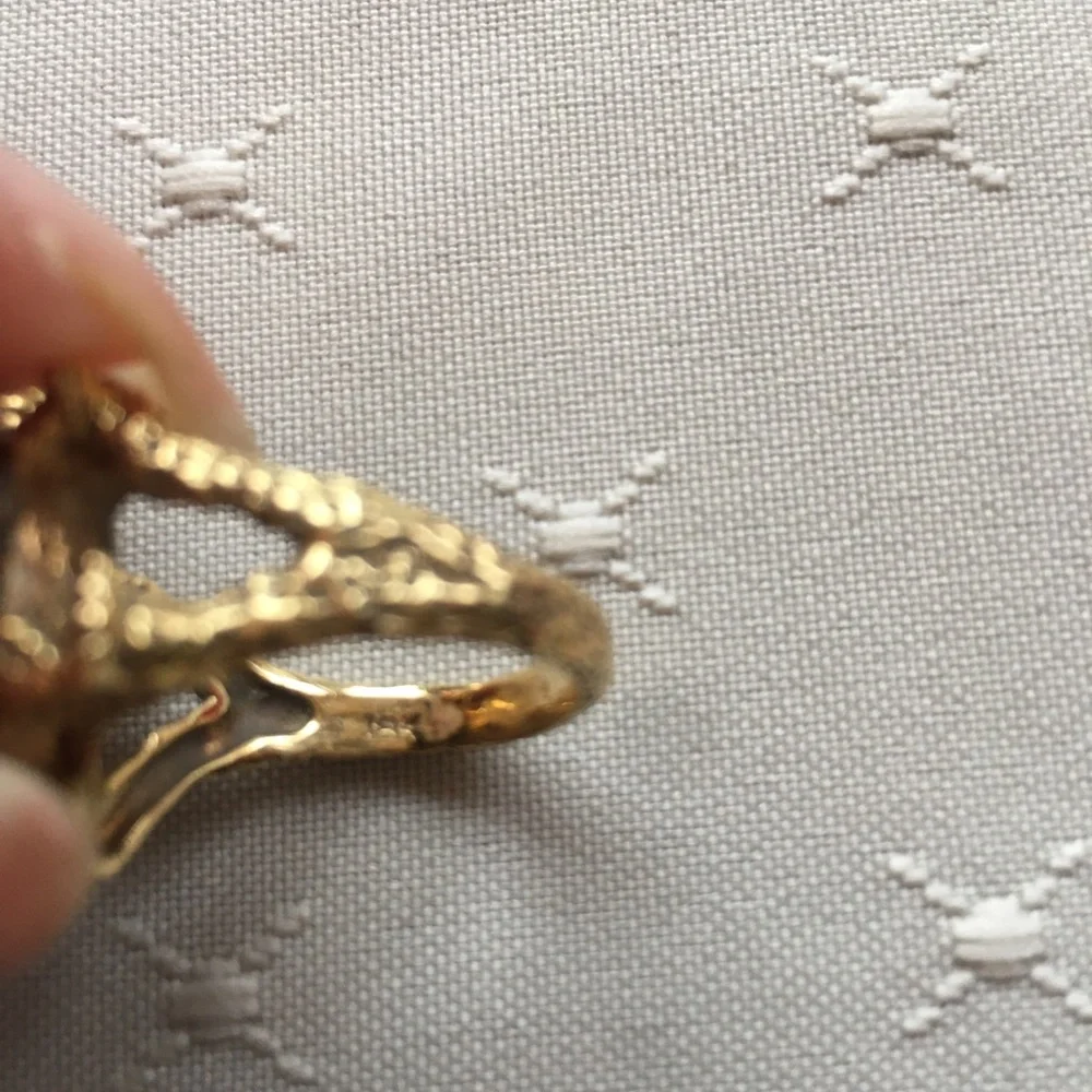 Vintage 14k Gold Turtle Ring with Blue Stone Shell